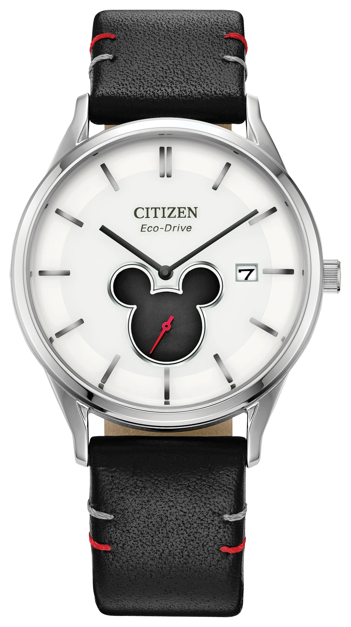 Mickey Shadow Silver-Tone Dial Leather Strap BV1130-03W | CITIZEN
